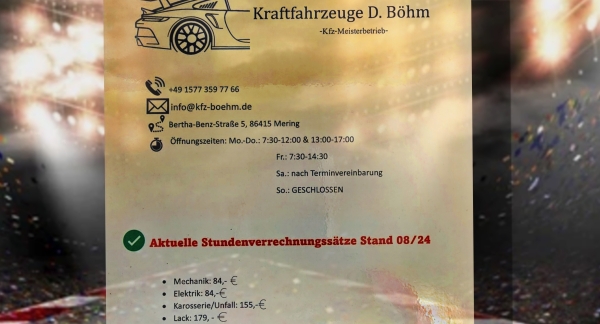 Kraftfahrzeuge D.Böhm, KFZ-Werkstatt in Mering